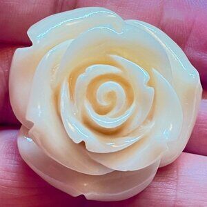 As Low As $2 Medium Cream Coraline Resin Grandiflora Rose Bead 34mm x 22mm 1pc